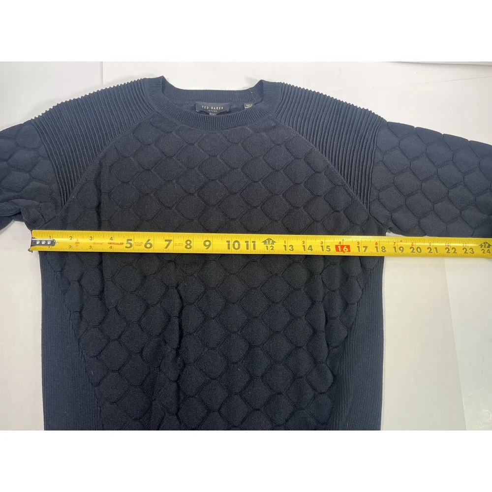 Ted‎ Baker Sweater Womens XS Black Textured Pullover Crewneck Knit Jumper Style